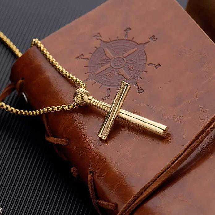 Metal Gold-Plated Sports Baseball Bat Religious Cross Pendant Necklace For Men and Women's Necklaces Sliding Metal Necklace_voghion.com