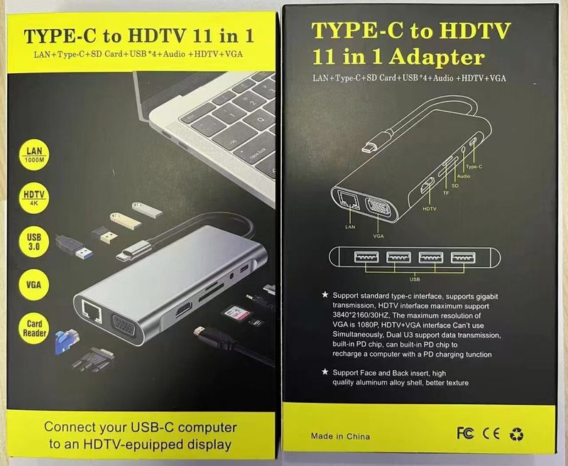 Station d'accueil multiport Ethernet Type-C 8 en 1 Hub USB multifonction_voghion.com