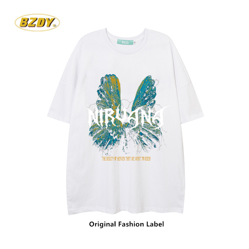 T-shirt a mezza manica stampata a caldo ad alta definizione del marchio di tendenza del designer realizzata in puro cotone con un quarto_voghion.com