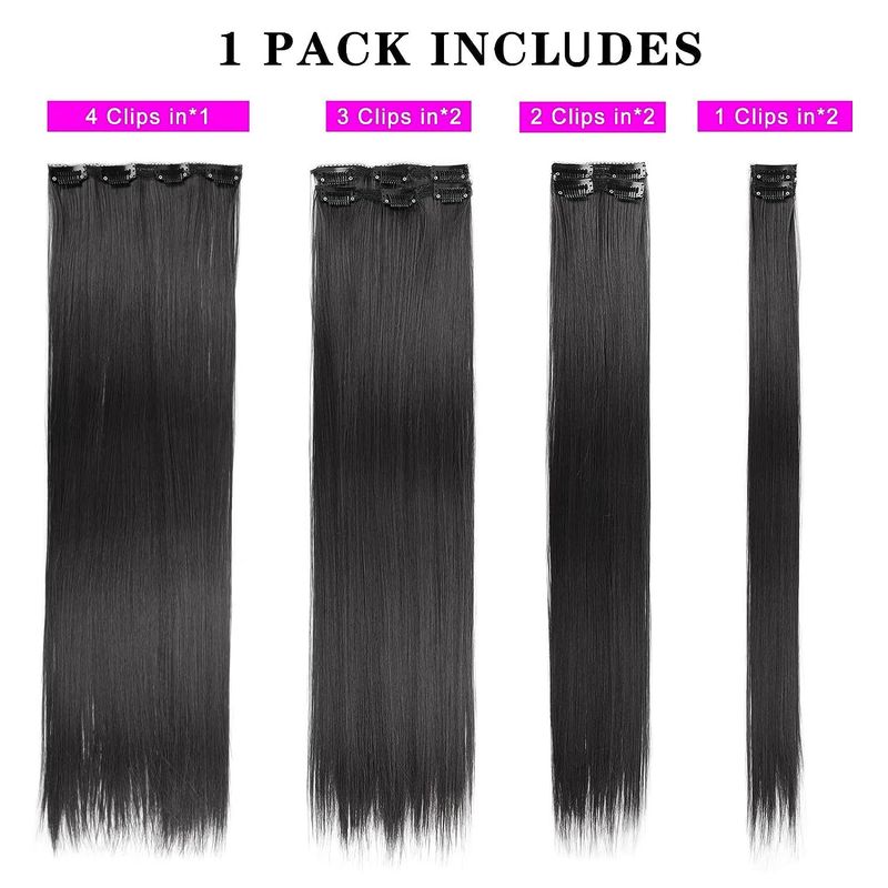 Damenperücke 7-teiliges Set zur Steigerung des Haarvolumens, Naturhaar-Extensions, Chemiefaser, 22 Zoll_voghion.com