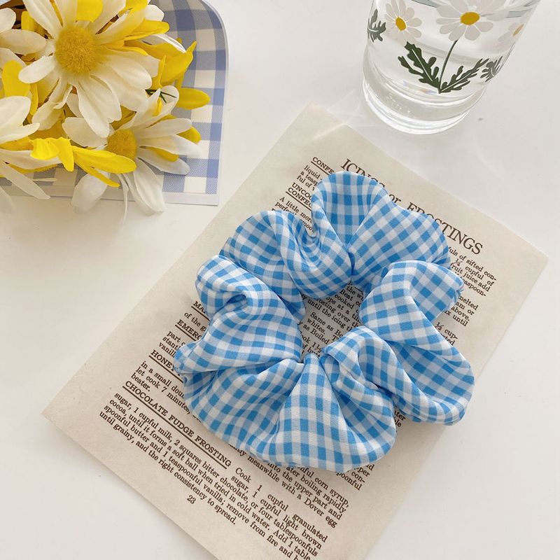 Grande scrunchie per capelli coreano per studenti, fresco e carino, con rete rossa, semplice, a quadri, con coda di cavallo_voghion.com