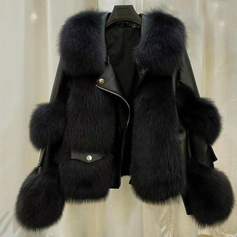 Damenbekleidung Haining Pelzmantel für Damen feiner Fuchspelz Pelz einteiliger Pelzmantel im Stil einer jungen Dame_voghion.com