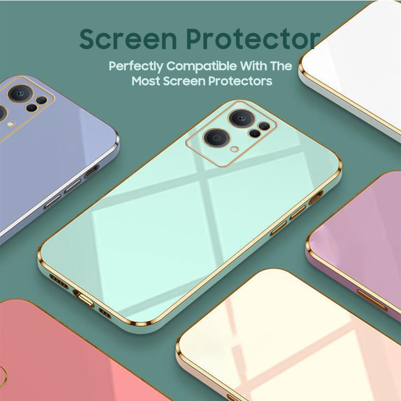 Lxuury Square Frame Plating Silicone Phone Case on for OPPO Reno 7 4G Pro 5G Plus Coque Ultra-thin Soft TPU Back Cover_voghion.com