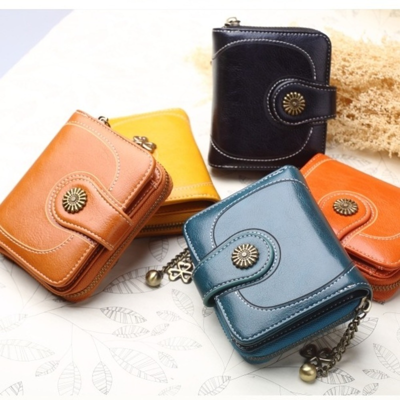 Kvinder Vintage Ws Smurt Læder Blomst Dame Lynlås Møntpung Kvinde Lille Clutch Pengetaske Kreditkortholder_voghion.com
