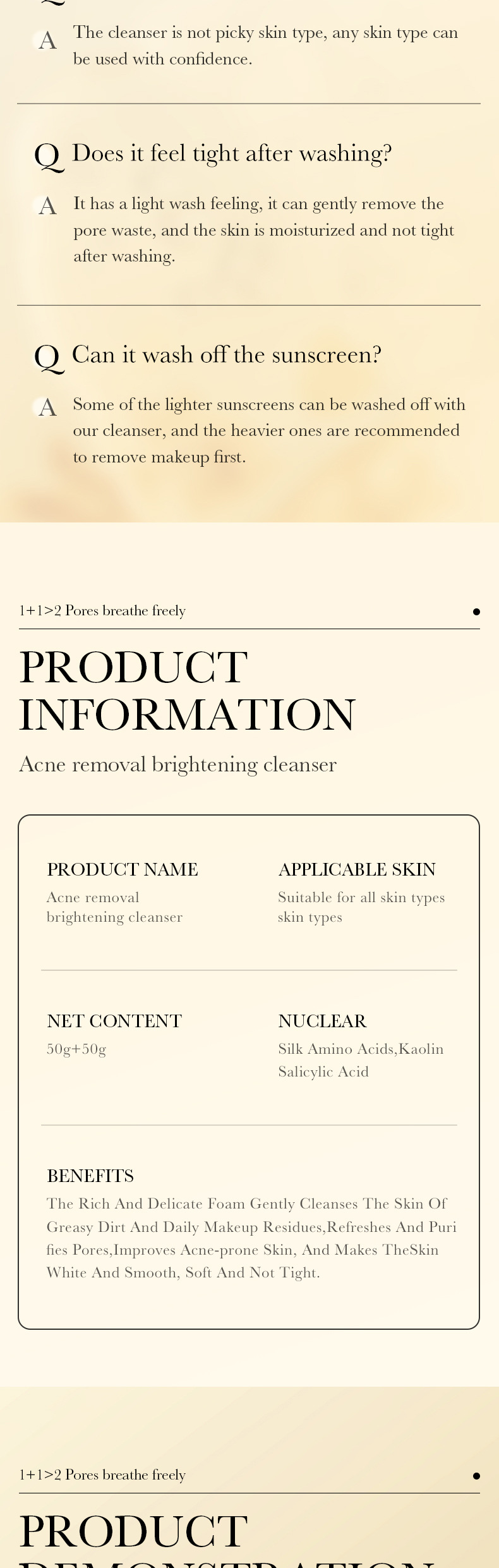 Detergente viso completo in inglese SADOER Detergente viso a doppio effetto con aminoacidi salicilici_voghion.com