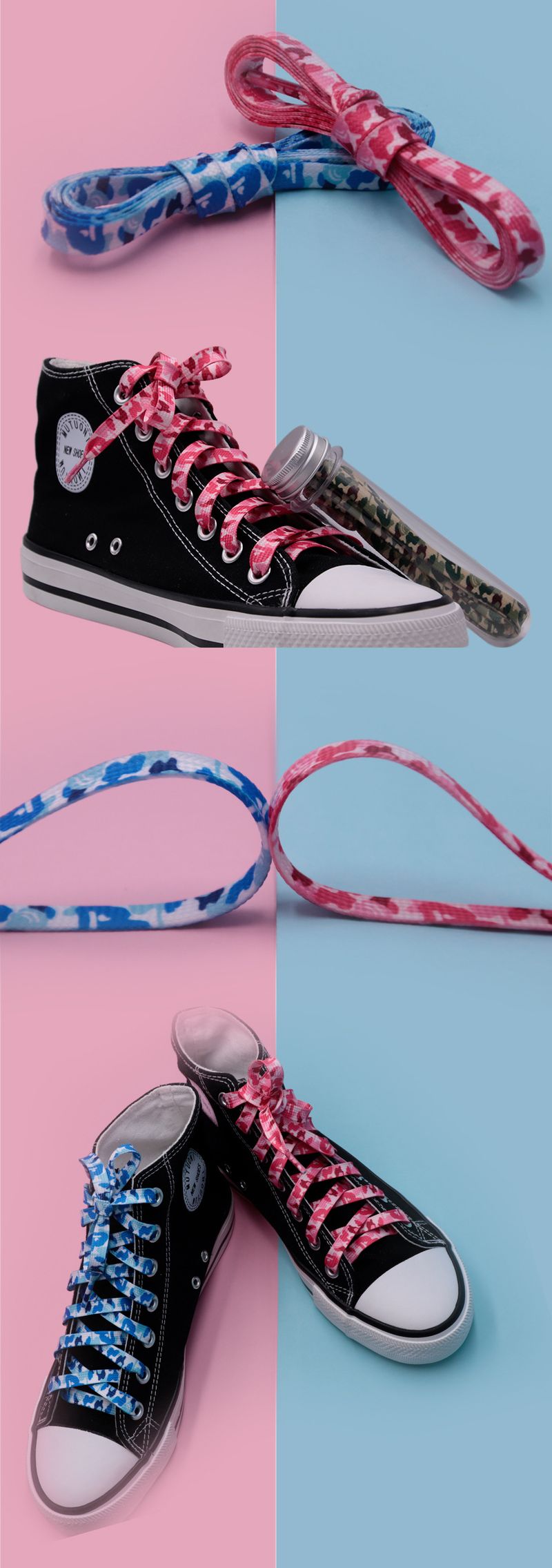 Double Polyester Color Camouflage 8mm Flat Shoelaces Personalized Fashion Wear Shoelaces_voghion.com