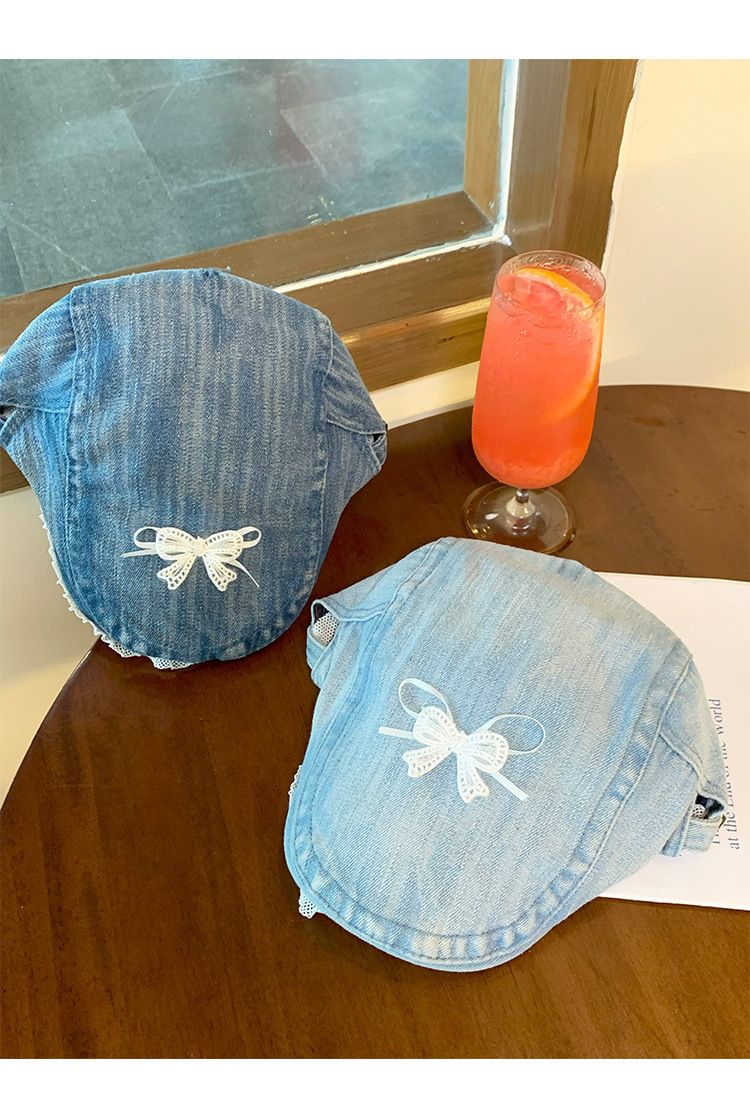 Bow Design Frontkrempe Hut Damen gewaschen Cool Girl Cowboyhut Schatten Entenzunge Baskenmütze_voghion.com