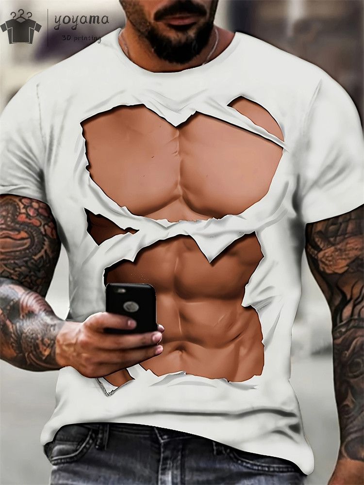 Funny 3D Printing Muscle Printed T-Shirt Gym Clothing Men Summer Streetwear T-Shirt Tops Harajuku Fashion Short Sleeve Tee_voghion.com