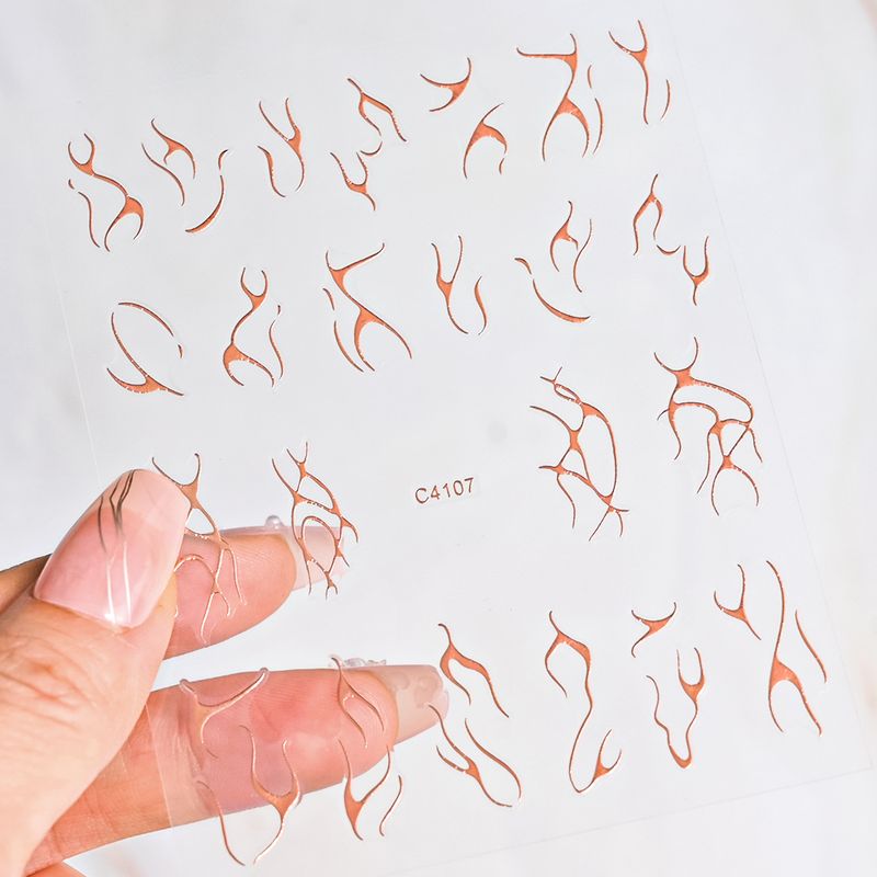 Neue Nagelaufkleber mit unregelmäßigen Linien – Y2K Grunge-Streifen | 3D-Klebe-DIY-Nagelkunst-Aufkleber für heiße Mädchen_voghion.com