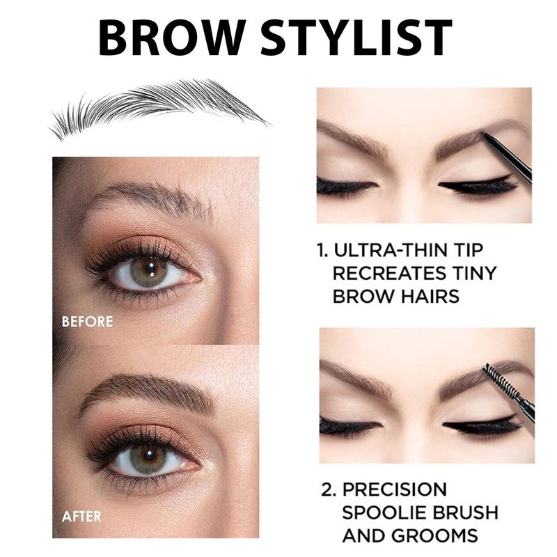 Augenbrauen-Enhancer, doppelköpfiger, ultrafeiner Augenbrauenstift, 4 Farben, natürlich, langanhaltend, wasserfest und schweißfest, verwischt nicht, ultrafeiner Kern, Make-up_voghion.com