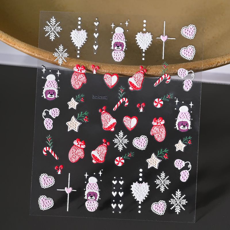 Christmas Embossed Nail Decals - 5D Naked Sheet | 3D Santa Snowman Snowflake Cartoon Relief Stickers_voghion.com