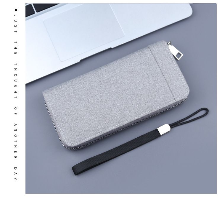 Canvas portemonnees voor heren, lange clutches, clutches met rits voor heren, telefoontasjes voor heren, denim casual portemonnees met grote capaciteit._voghion.com