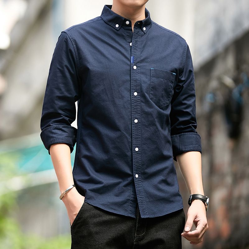 Chaqueta informal holgada de otoño e invierno de CT, estilo coreano, moderna y elegante, formal, de negocios, de algodón Oxford, camisa de manga larga para hombre_voghion.com