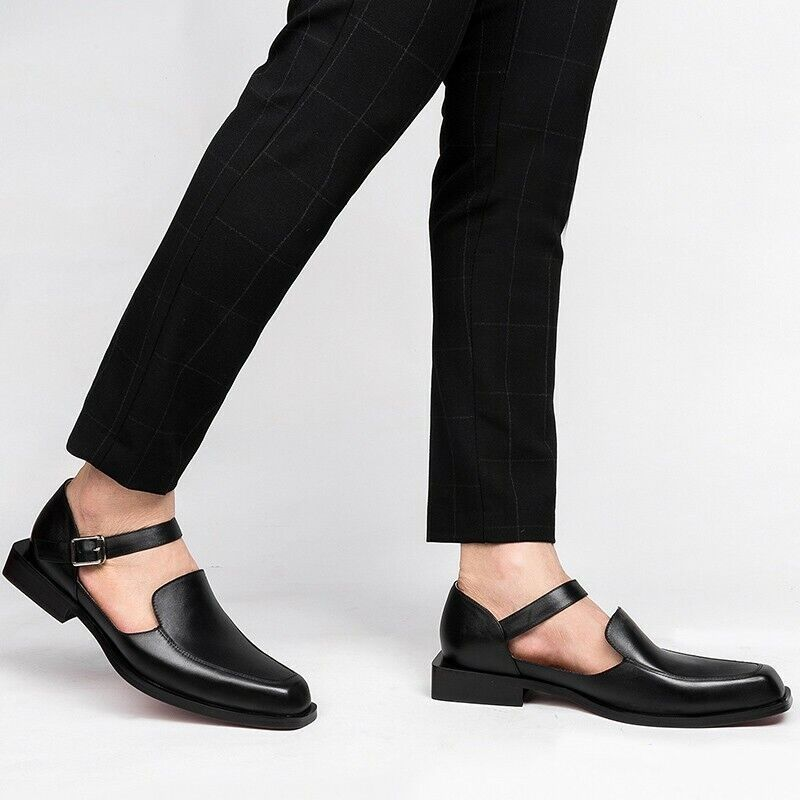 Rūpnīcas veikali Neue Schwarz Casual Business Schnalle Runde Kappe Sandalen Schuhe für Männer mit Freies Verschiffen Größe_voghion.com