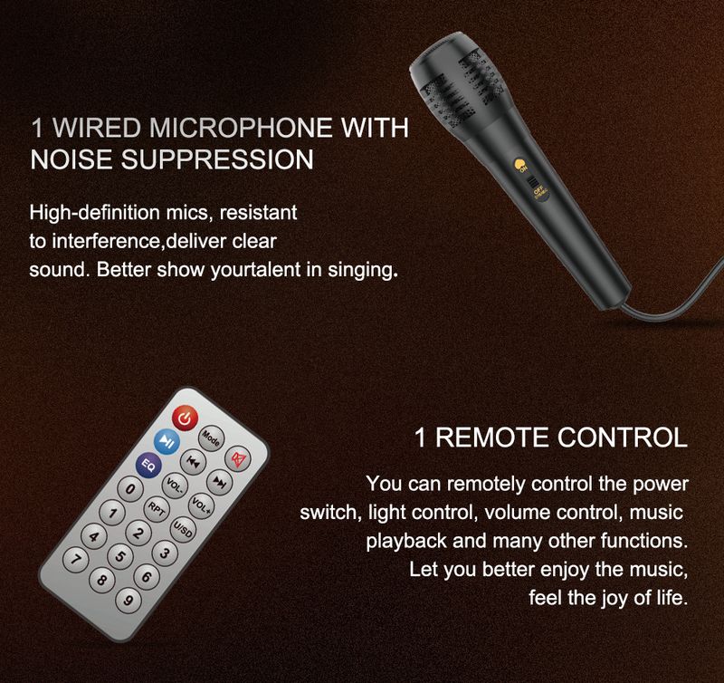 JQS4401 Cool Lights āra audio kvadrātveida deju karaoke ballītes bezvadu Bluetooth skaļrunis vairumtirdzniecībā_voghion.com