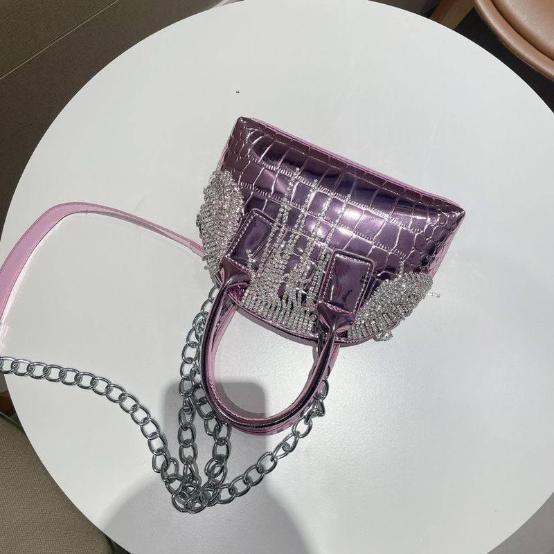 Sac transfrontalier pour femmes, nouveau filet coréen rouge, petit strass frais, chaîne à pompon, sac à bandoulière portable, messager, 2023_voghion.com