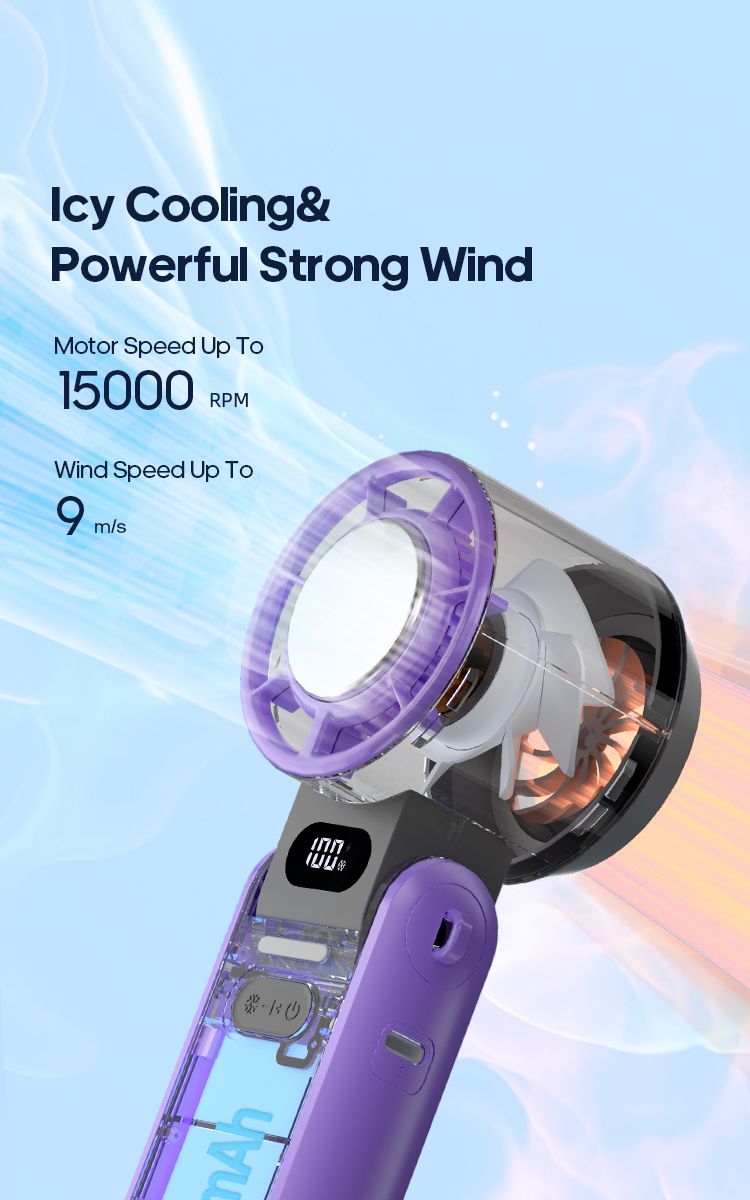 KINSCOTER Outdoor Foldable Portable Hdheld Mini Cooling Rechargeable 3600mAh 100-level Free Control High Speed Turbo_voghion.com