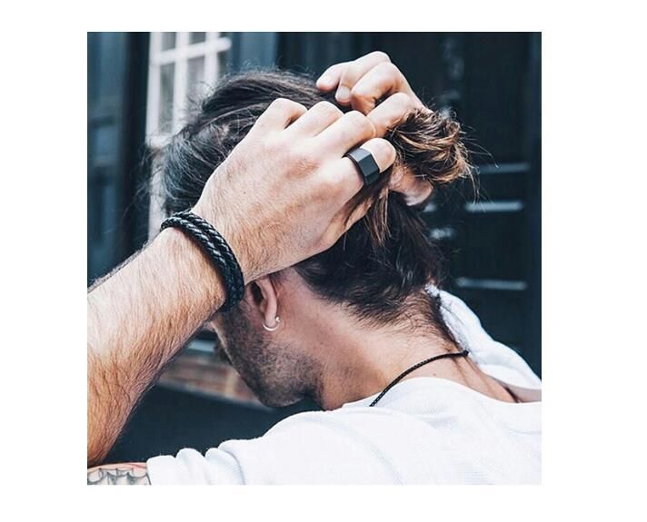 Bracciale magnetico intrecciato con doppio strato di pelle autentica e personalità minimalista, per uomo e donna, in acciaio al titanio, retrò_voghion.com