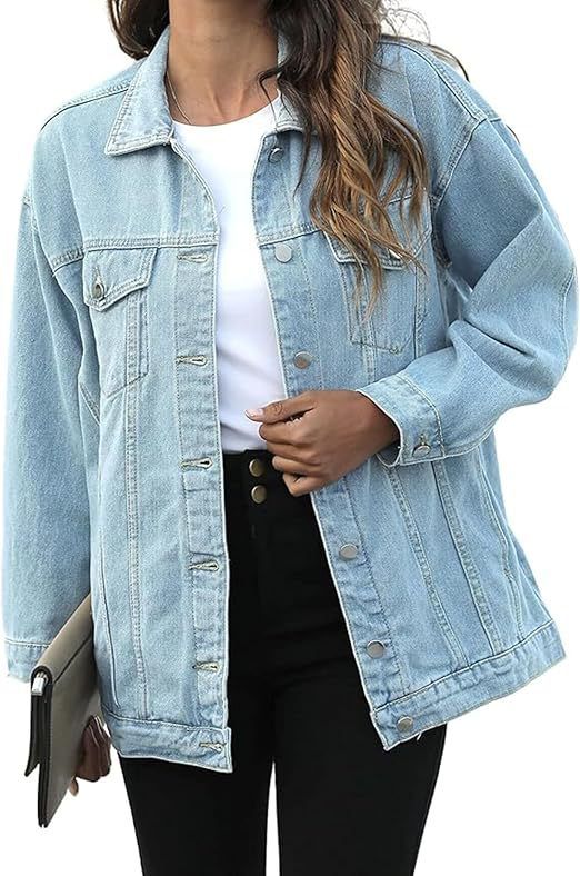 Vintage-Jeansjacke für Damen und Herren – Langarmhemd aus Baumwollmischung im Used-Look mit Knopfleiste und Brusttaschen (Hellblau, Dunkelblau, Schwarz)_voghion.com
