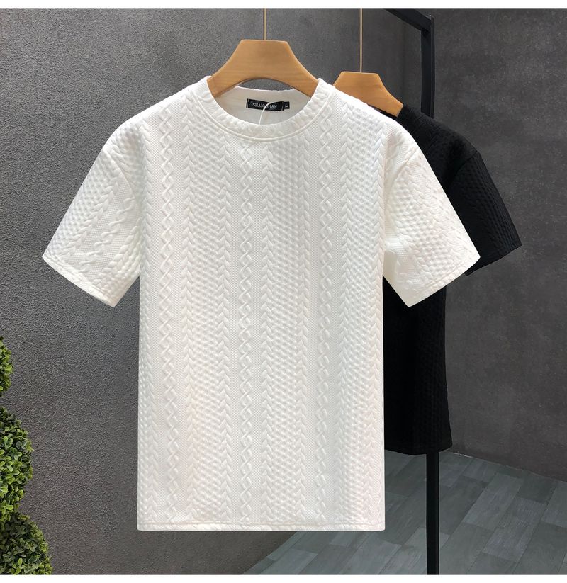 Teenager a Kärelen Héichwäerteg Hanf Muster wäiss Männer kuerzen Ärmelen T-Shirt trendy Mark trendy Summer Kleeder nei 2024 geeschteg jonke Mann Kleeder_voghion.com