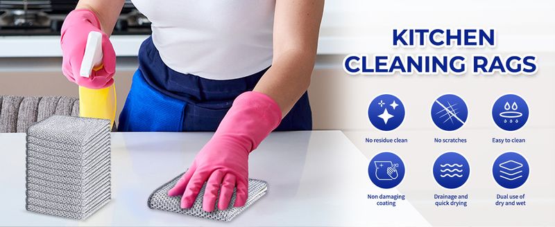 Silver Silk Dishwashing Cloth Household Special Dishwashing Steel Wool Double Sided Kitchen Non Stick Oil Double Layer Cleaning Scouring Pad_voghion.com