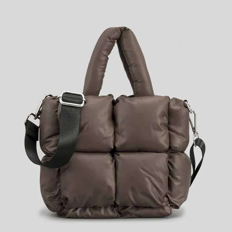 Borsa a tracolla imbottita da donna, in nylon e cotone, con tracolla, invernale, 2024_voghion.com