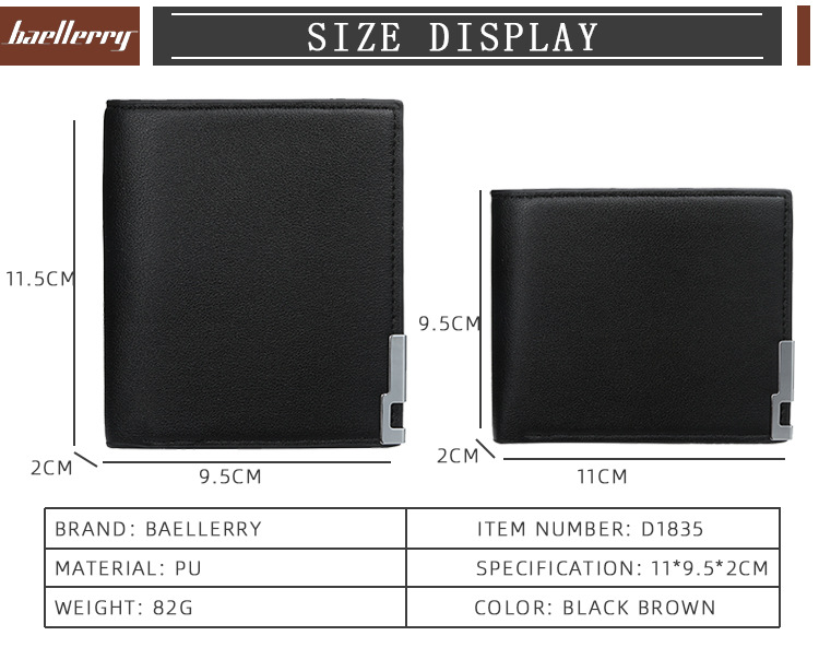 baellerry men's short wallet Korean thin iron edge multi-card wallet horizontal and vertical card bag_voghion.com