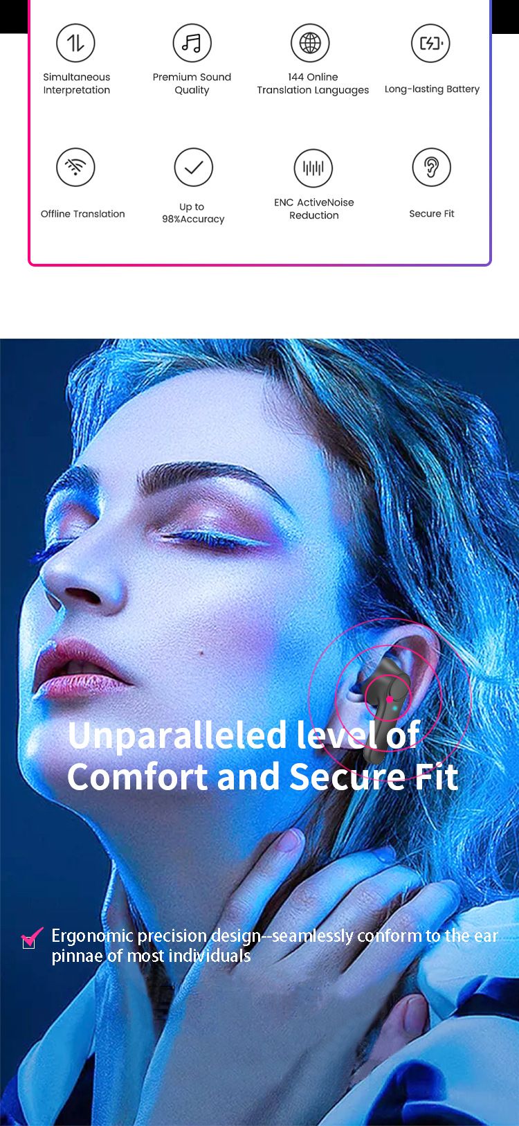 B11 Smart Voice Translation Earbuds - Real-Time Multilingual Translator With Bluetooth, Dual-Ear Design For English & Chinese_voghion.com