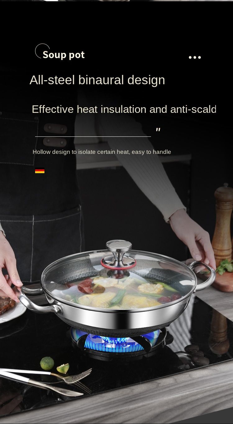 32cm 304 Stainless Steel Frying Pan Food Grade Non Stick Pan Honeycomb Pot Bottom Induction Cooker Gas Stove General Wok_voghion.com