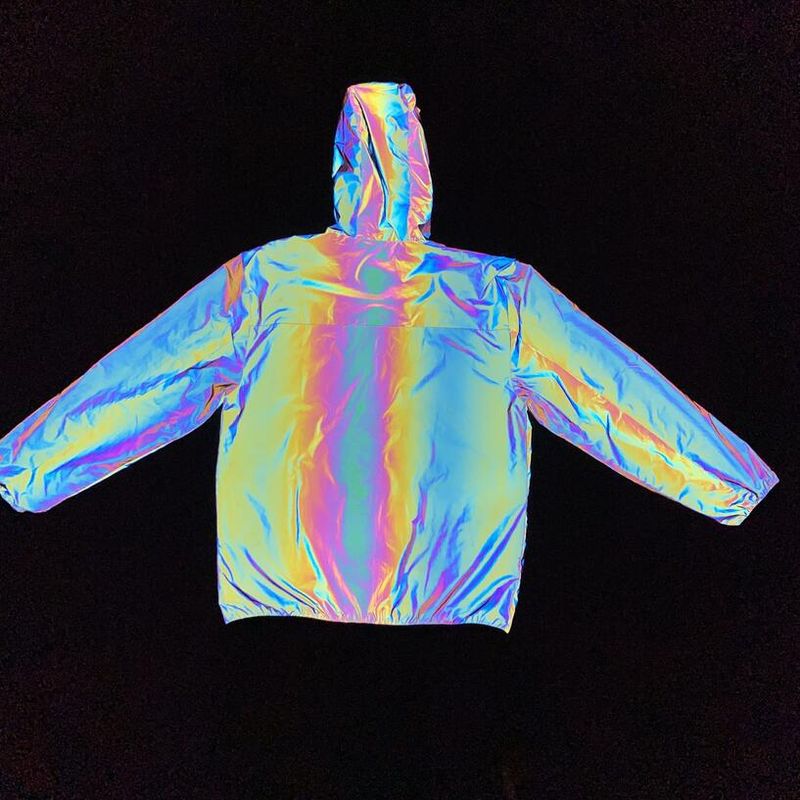 Men's Clothing rainbow color reflective jacket fashion large size colorful luminous jacket unisex_voghion.com