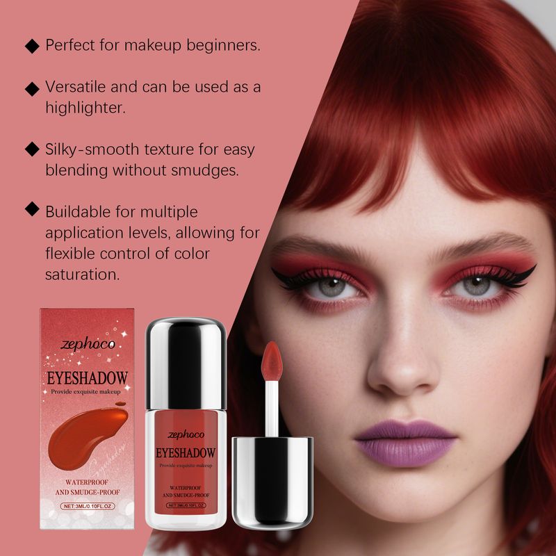 Zephoco Shimmer Red Liquid Natural Color Leicht aufzutragender Eye Party Makeup Tragbarer Lidschatten_voghion.com