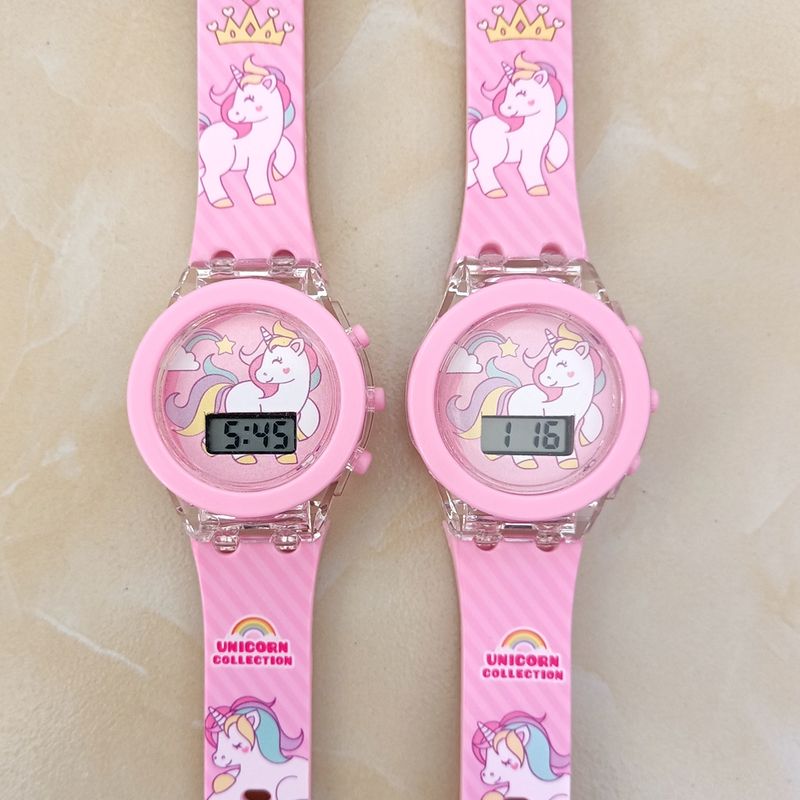 Mädchen Kinder Kinder Cartoon Einhorn Sammlung Digital Elektronische Flash Glow Up Licht Bunte Geburtstag Party Geschenke_voghion.com