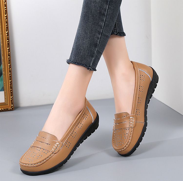 2024 Neue Krankenschwester Casual Hollow Damen Single Bean Mom's Schuhe, Kuhmuskelsohlen_voghion.com