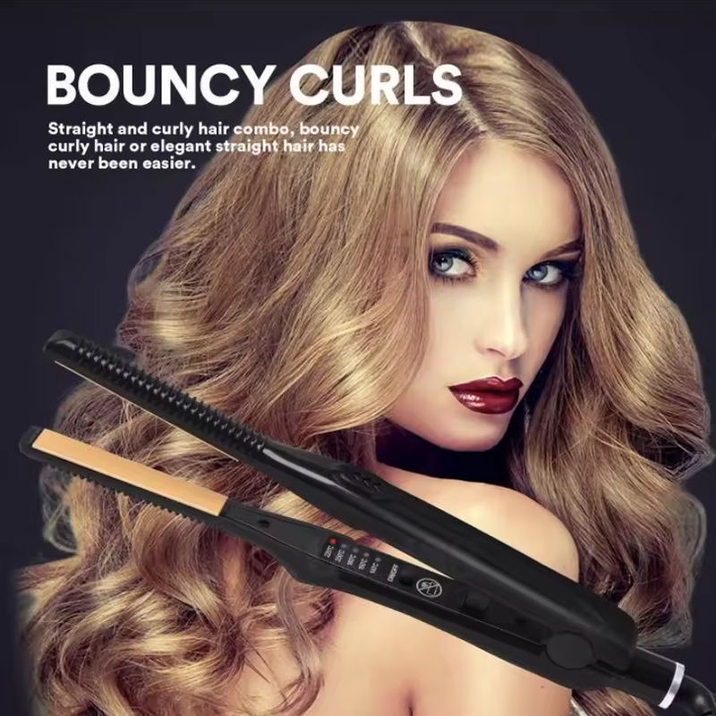Mini piastra per capelli Teddy Wave, piastra per capelli sottile, ferro arricciacapelli professionale in titanio per capelli corti_voghion.com