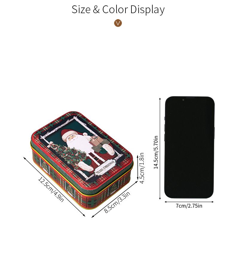 Mini scatola di latta natalizia con coperchio - Confezione regalo per biscotti, caramelle e dolcetti - Contenitore di stoccaggio in metallo in stile rustico_voghion.com