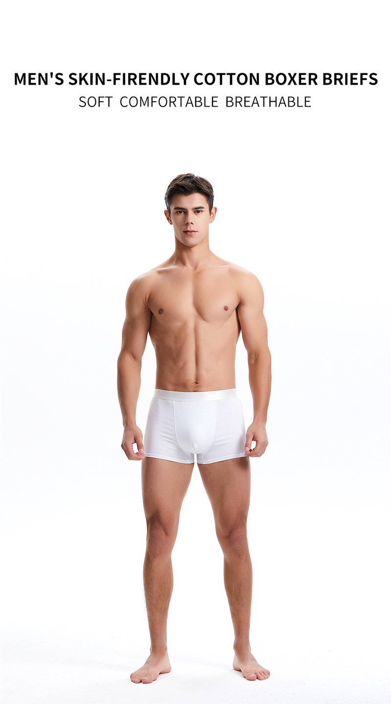 Confezione da 3 boxer da uomo in cotone bianchi con design a fascia in vita_voghion.com