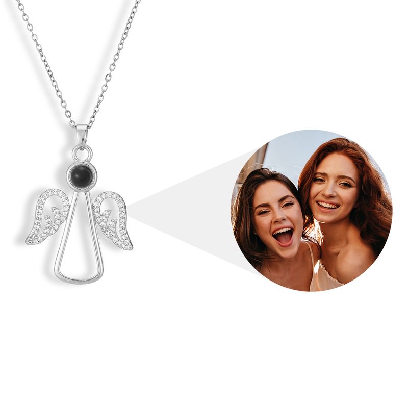 Cross-Border Christmas New Necklace Angel Wings Projection Photo Custom Gift_voghion.com