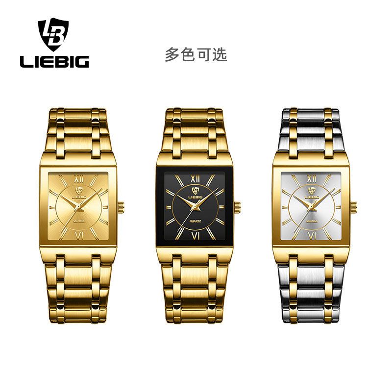 Montre LIEBIG Classic pour femme, petite taille carrée, bracelet en acier serti de diamants, étanche, élégante, à quartz, pour homme_voghion.com