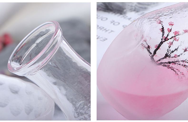 Set de pahare de vin cu amprentă mată creativă pentru sake, pahar de sake în stil japonez, pictat manual, cu flori de prun, inclusiv vin cald_voghion.com