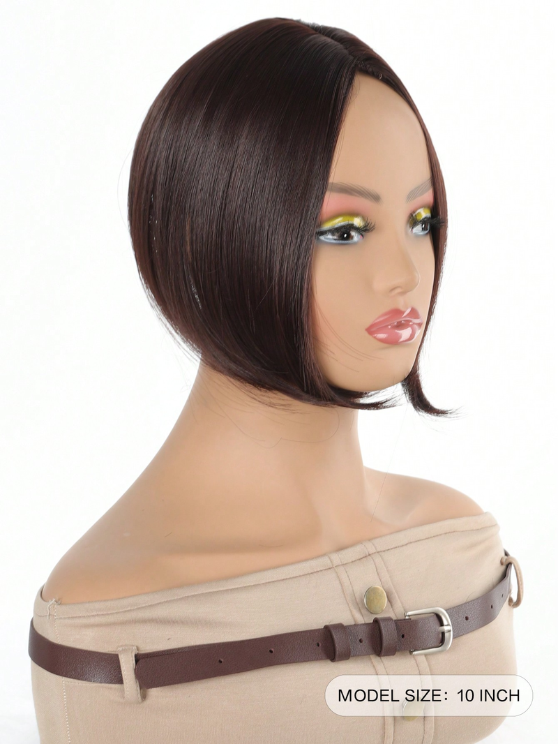 Braune synthetische 3DAir-Haar-Clip-In-S-Verlängerung, gefälschte Fransen, natürlicher falscher Topper-Haarteil, unsichtbare Clourse_voghion.com