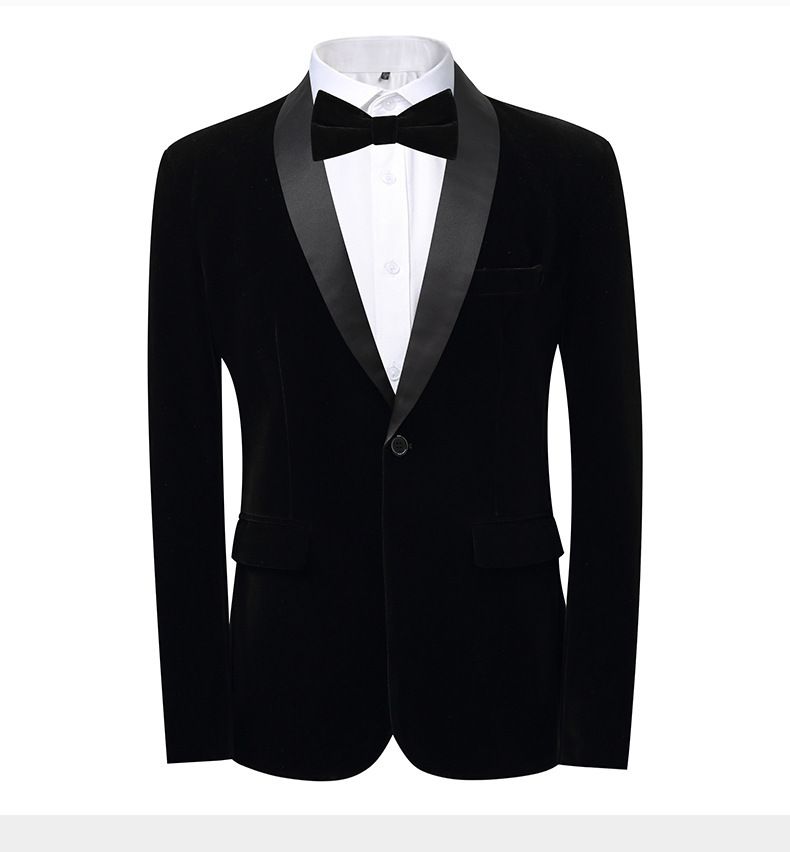 Costume de mariage élégant pour homme, ensemble 3 pièces, coupe slim, smoking avec nœud papillon, tissu velours de qualité supérieure, pour marié, occasions formelles, noir/rouge/bleu._voghion.com