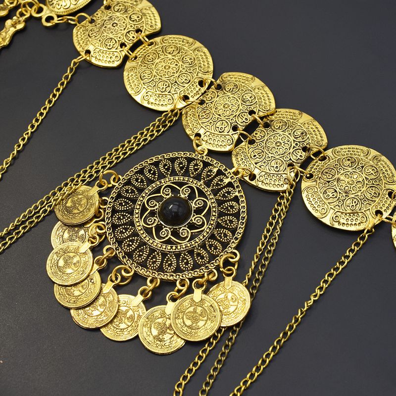 Nueva cadena de cintura con borlas de monedas de moda con estilo exótico para danza del vientre, playa, ocio, cadena corporal, cinturón Hanfu volador_voghion.com
