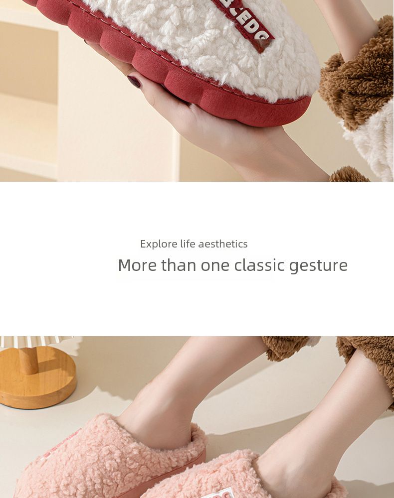Online Promi Paar Herbst und Winter Baumwolle Hausschuhe Herren Indoor Home Warm Verdickt Confinement Outdoor Furry_voghion.com