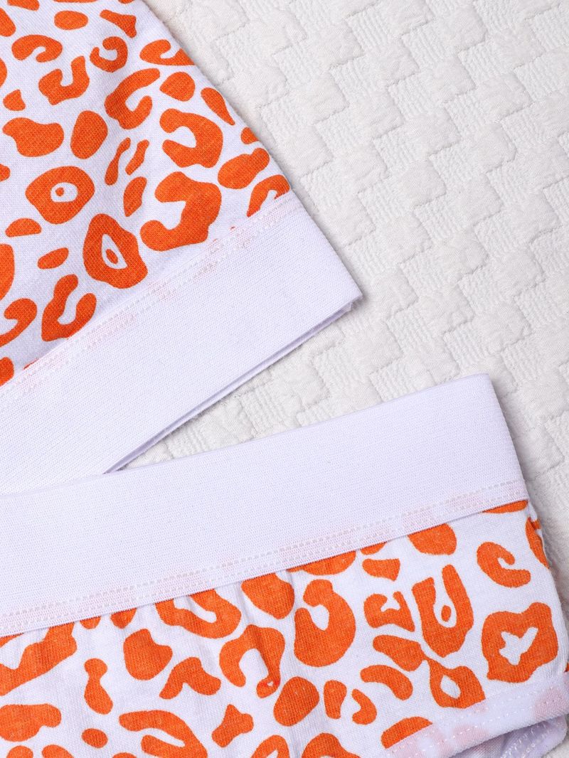Sous-vêtements menstruels pour filles, bonnet fixe en coton avec coussinet de poitrine sans anneau en acier, imprimé léopard, soutien-gorge de sport pour filles, joli dos_voghion.com