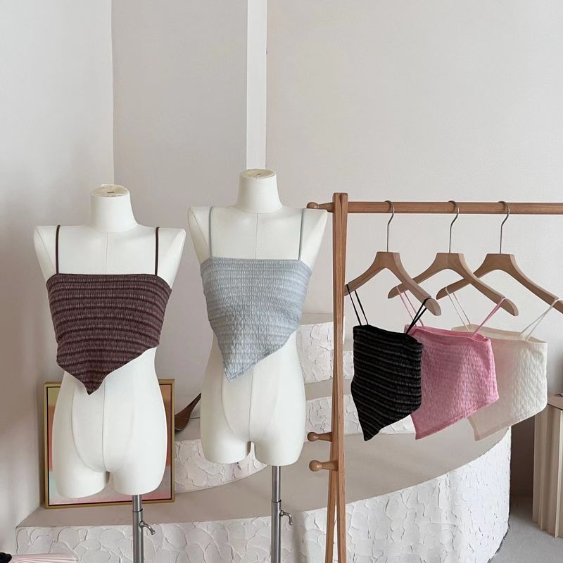 Irregular backless strapless lingerie, thin, breathable, gathered, sexy camisole vest, fixed cup, one-piece chest wrap_voghion.com
