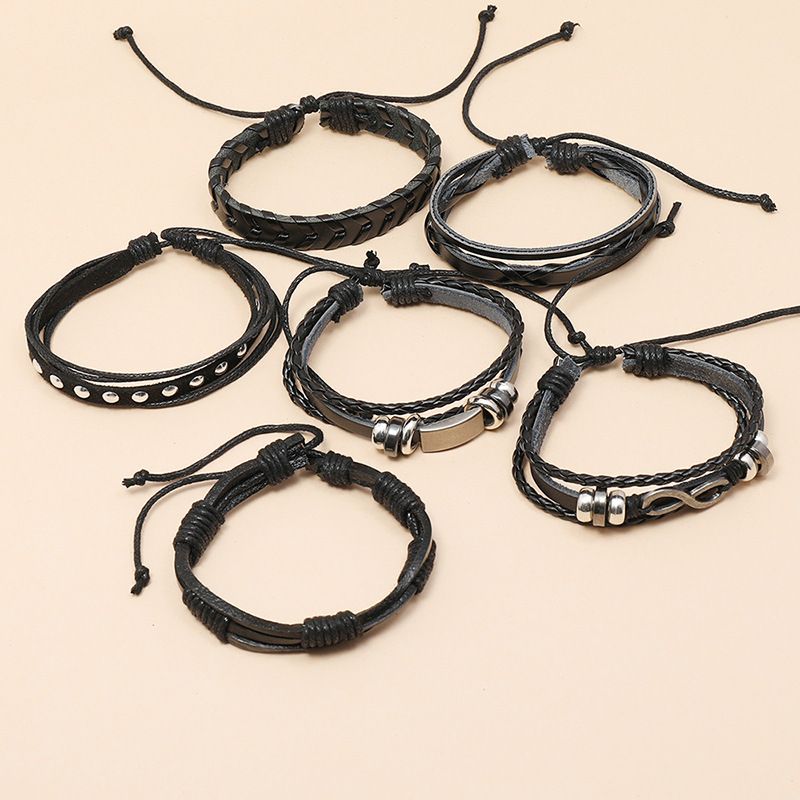 Bracciale intrecciato a mano, kit fai da te Rock, bracciale in pelle combinato_voghion.com