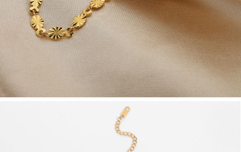 Gioielli con bracciale a catena in acciaio inossidabile 316 placcato oro squisito con petalo ovale fatto a mano_voghion.com
