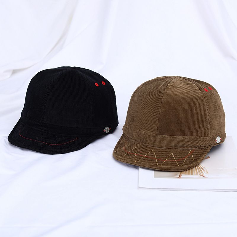 Cord-Shorts für Männer und Frauen, koreanische Version, Wintermütze mit weicher Oberseite und gebogener Krempe, Entenschnabelmütze, lässig und vielseitig warm_voghion.com