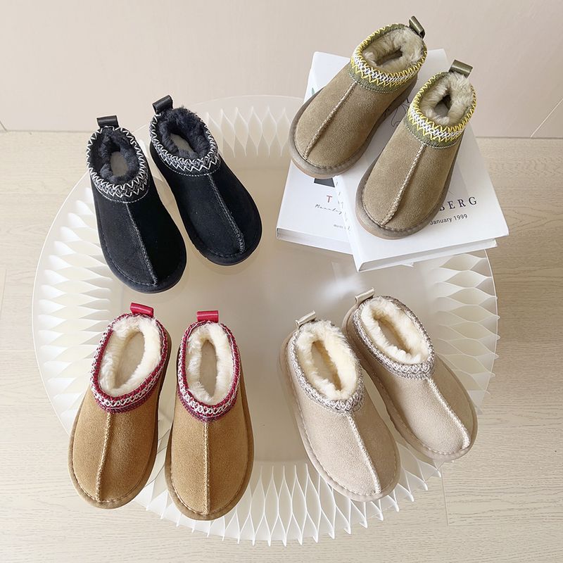 Botas de inverno quentes para crianças, calçados infantis estilo étnico, botas de neve infantis, forro de lã, grossos, antiderrapantes, sapatos curtos de algodão para neve_voghion.com