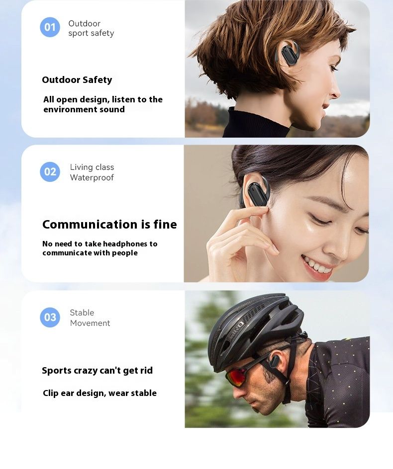 Nowe słuchawki OWS z regulowanym otwartym Bluetooth, bezprzewodowe słuchawki sportowe douszne, do biegania, o wysokim poziomie dźwięku_voghion.com